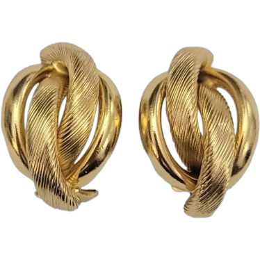 Grosse 1959 Smooth, Textured Gold Tone Knot Clip-… - image 1