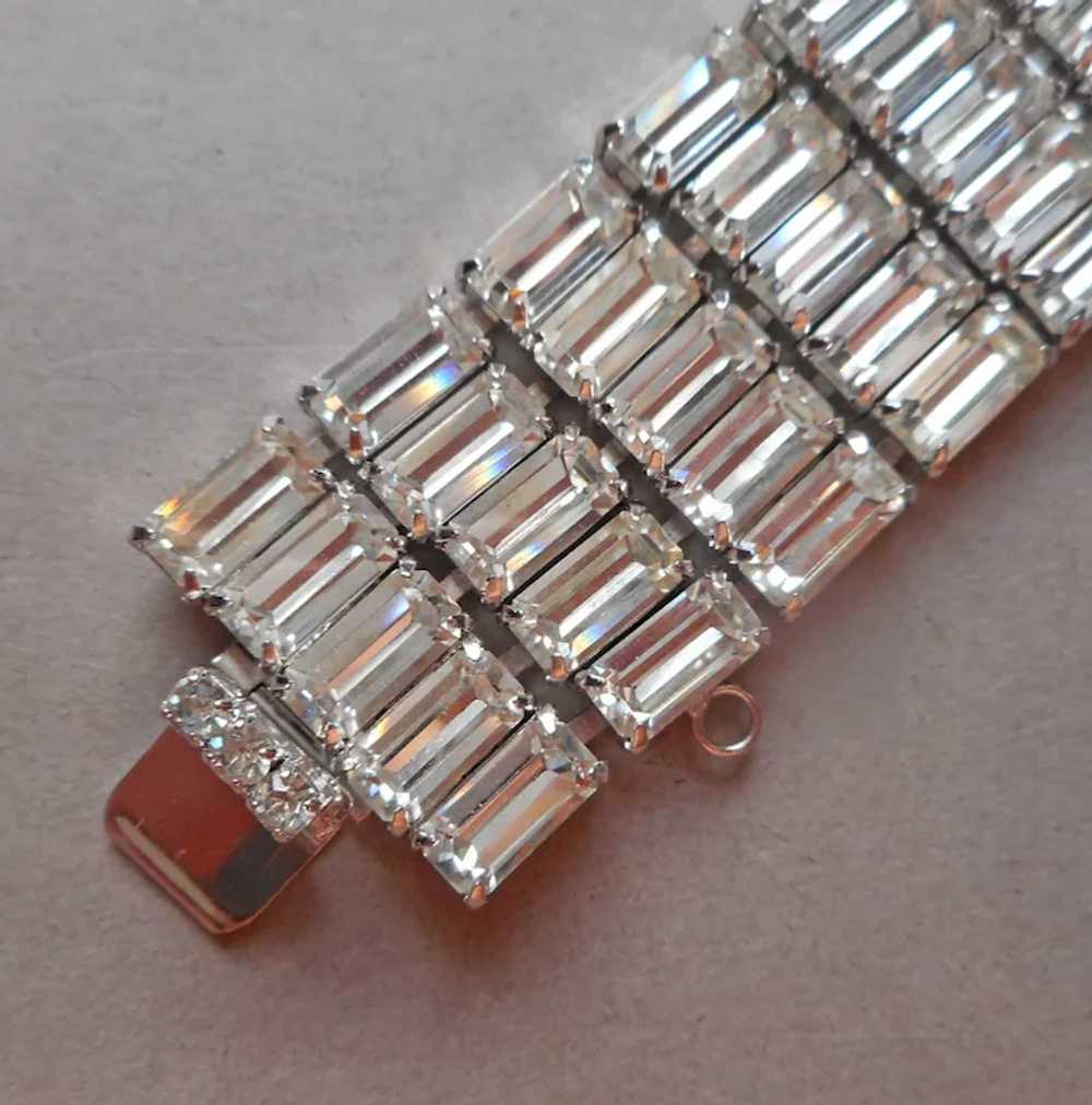 Big Baguettes Rhinestones Bracelet Clip Earrings … - image 3