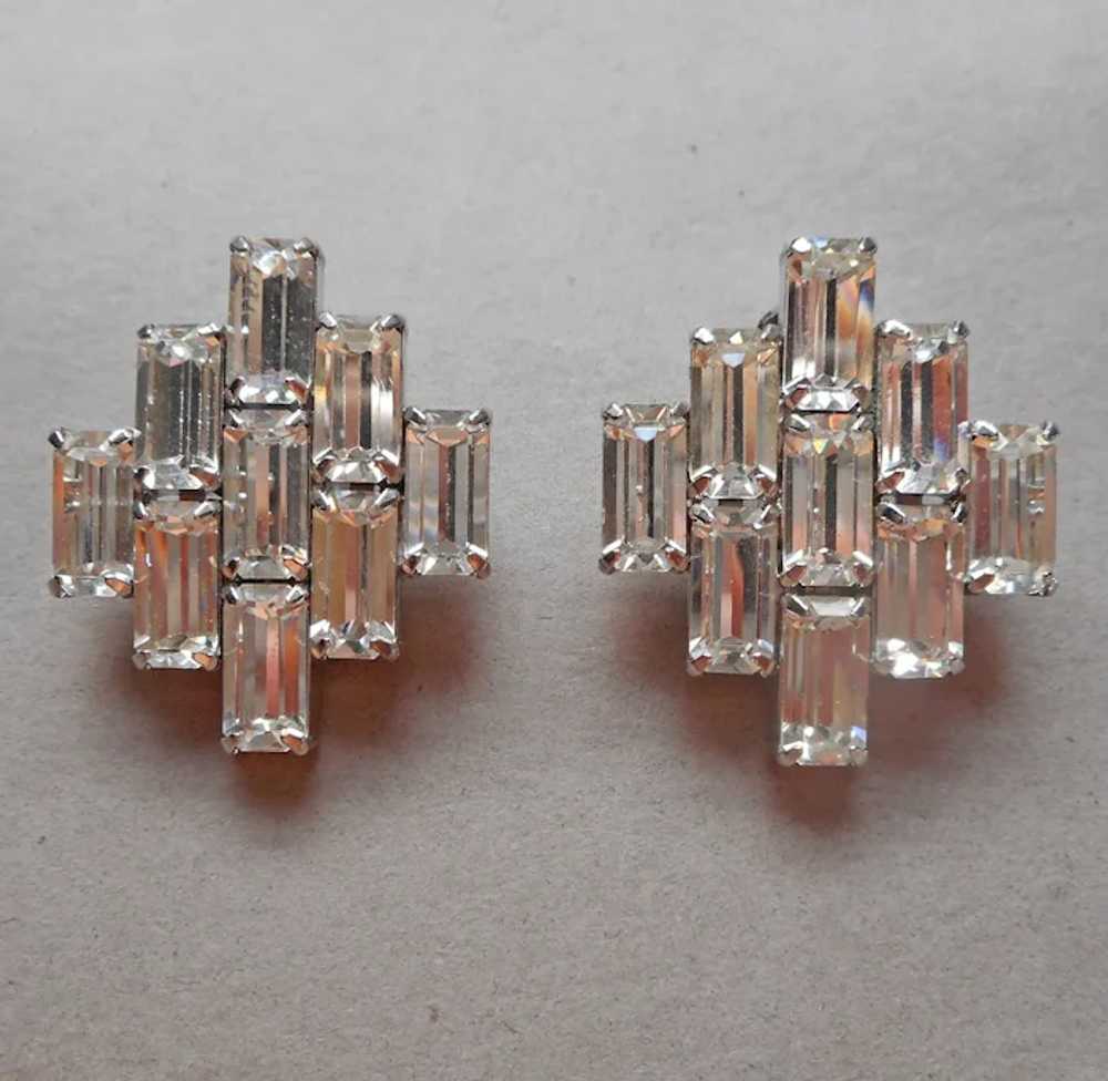 Big Baguettes Rhinestones Bracelet Clip Earrings … - image 4