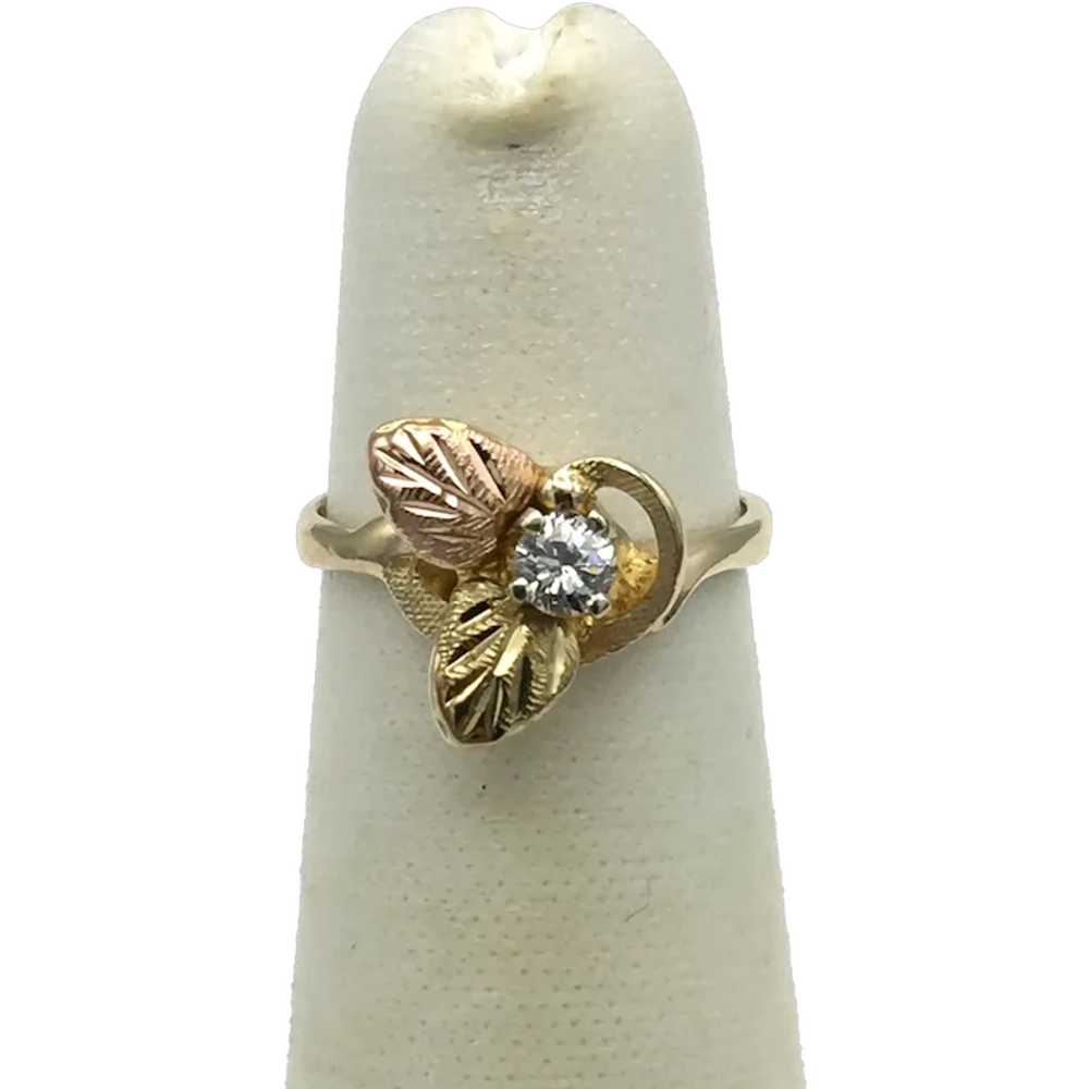 14K Tri-Gold .13ctw Floral Diamond Ring - image 1