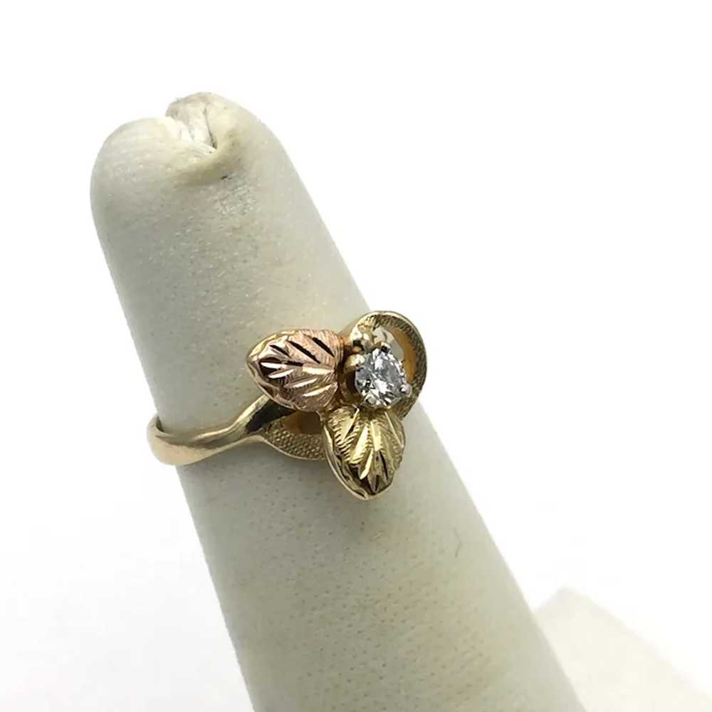 14K Tri-Gold .13ctw Floral Diamond Ring - image 3