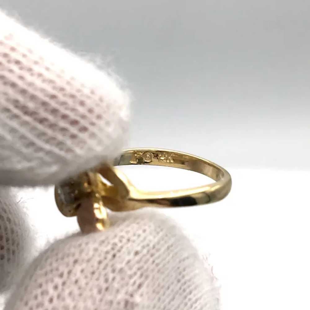 14K Tri-Gold .13ctw Floral Diamond Ring - image 4
