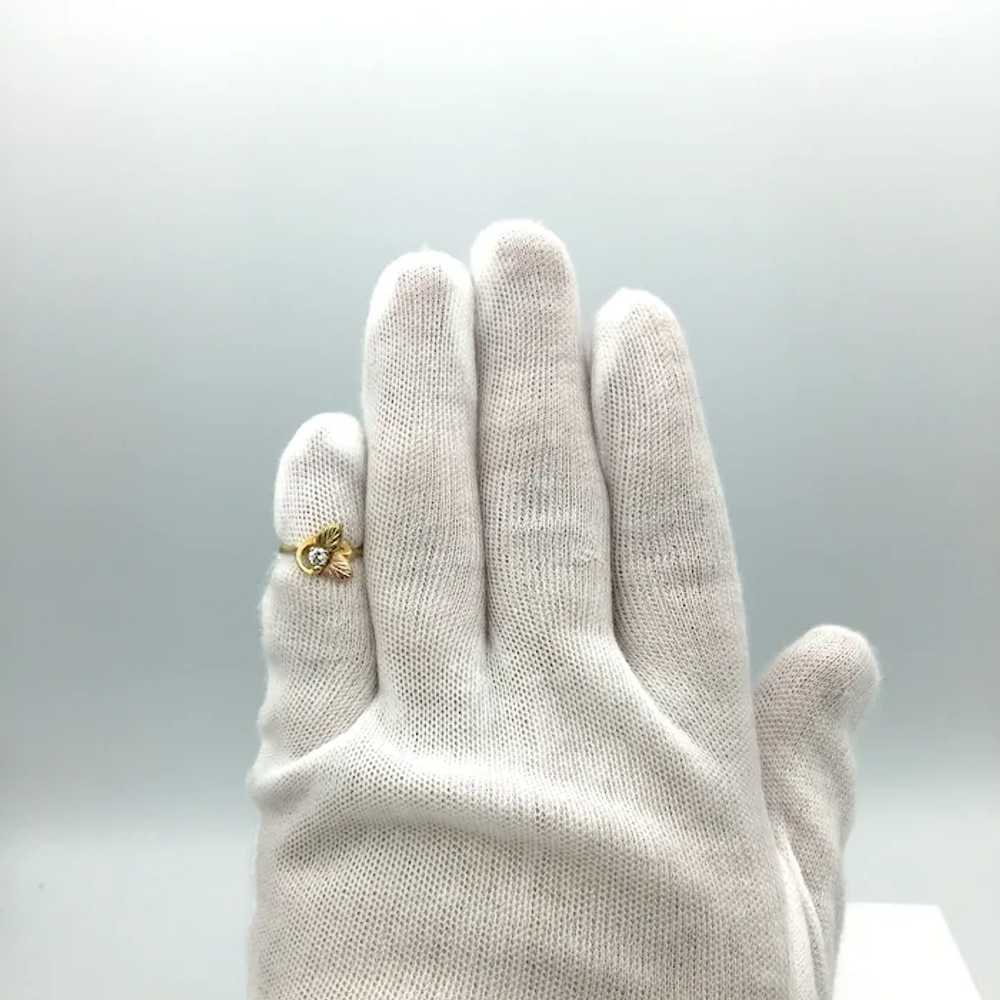14K Tri-Gold .13ctw Floral Diamond Ring - image 5