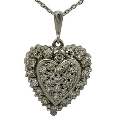 Vintage Estate Diamond Heart Shaped Pendant 14K G… - image 1