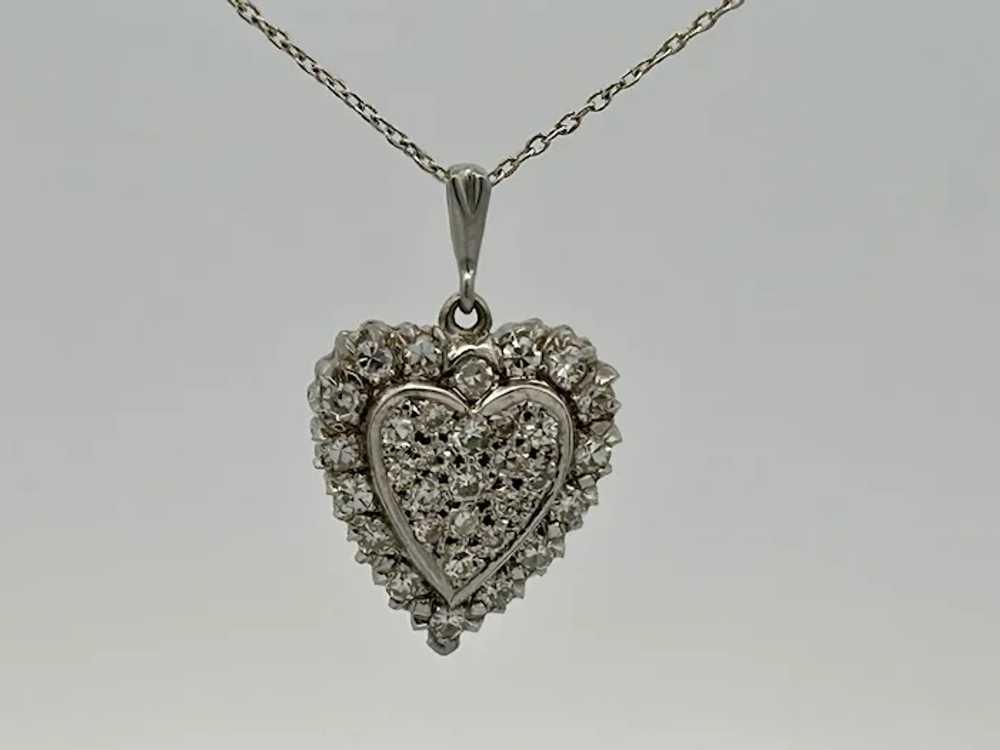 Vintage Estate Diamond Heart Shaped Pendant 14K G… - image 4