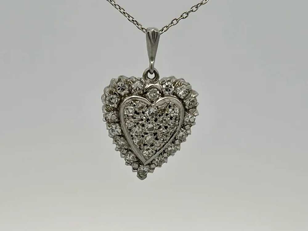 Vintage Estate Diamond Heart Shaped Pendant 14K G… - image 6