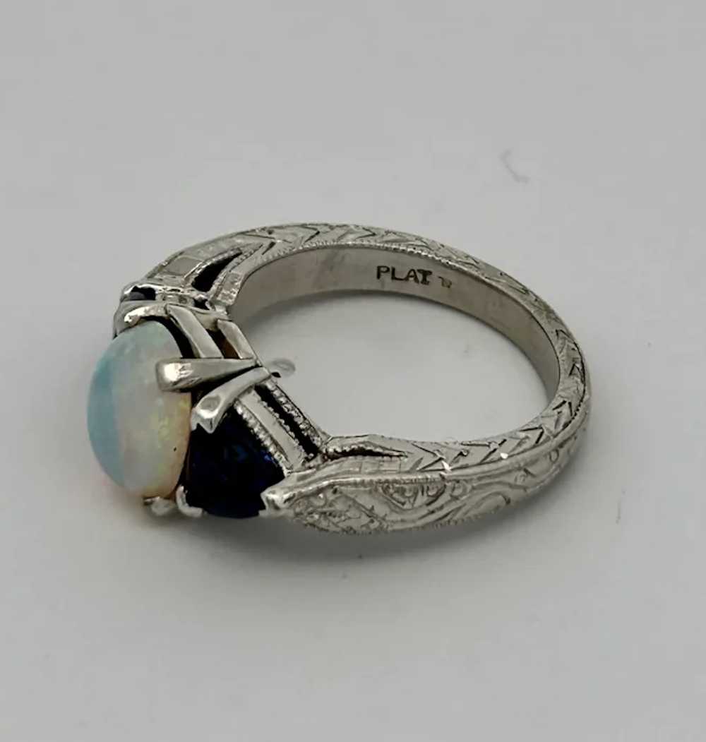 Vintage Estate Australian Opal & Sapphire Ring Pl… - image 4