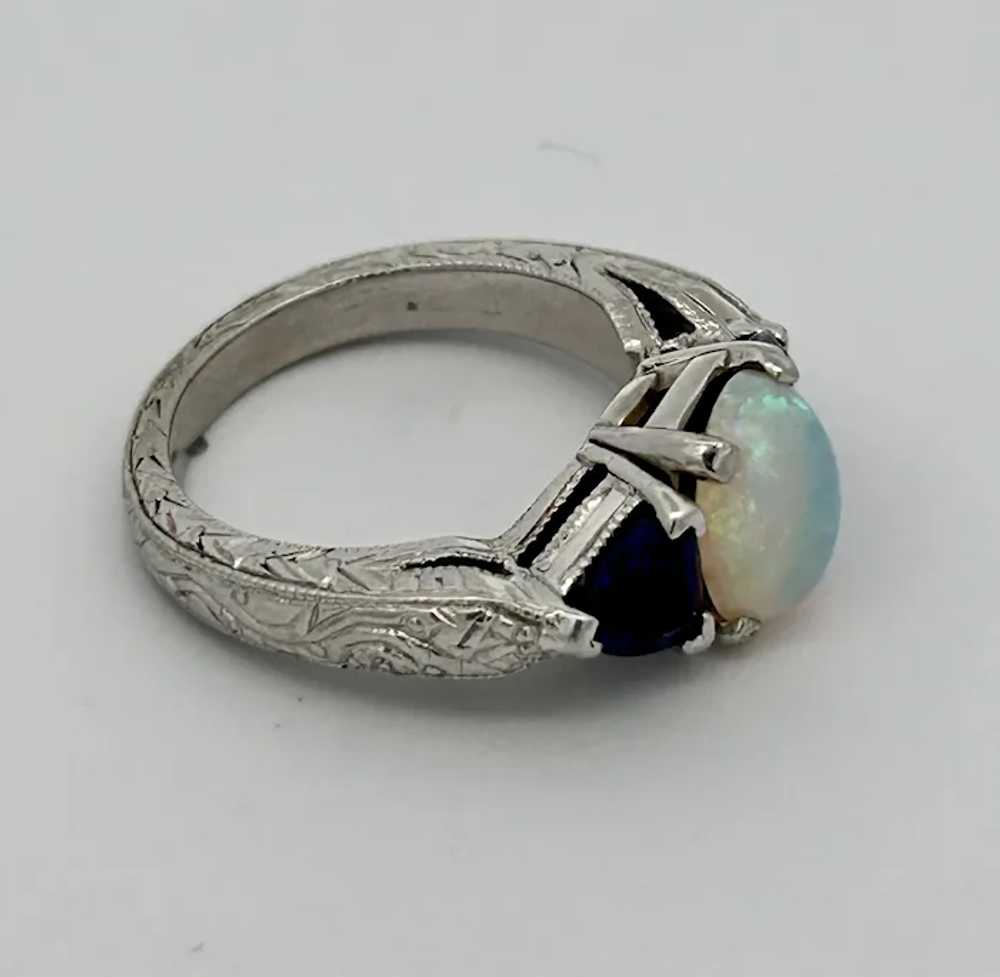 Vintage Estate Australian Opal & Sapphire Ring Pl… - image 5