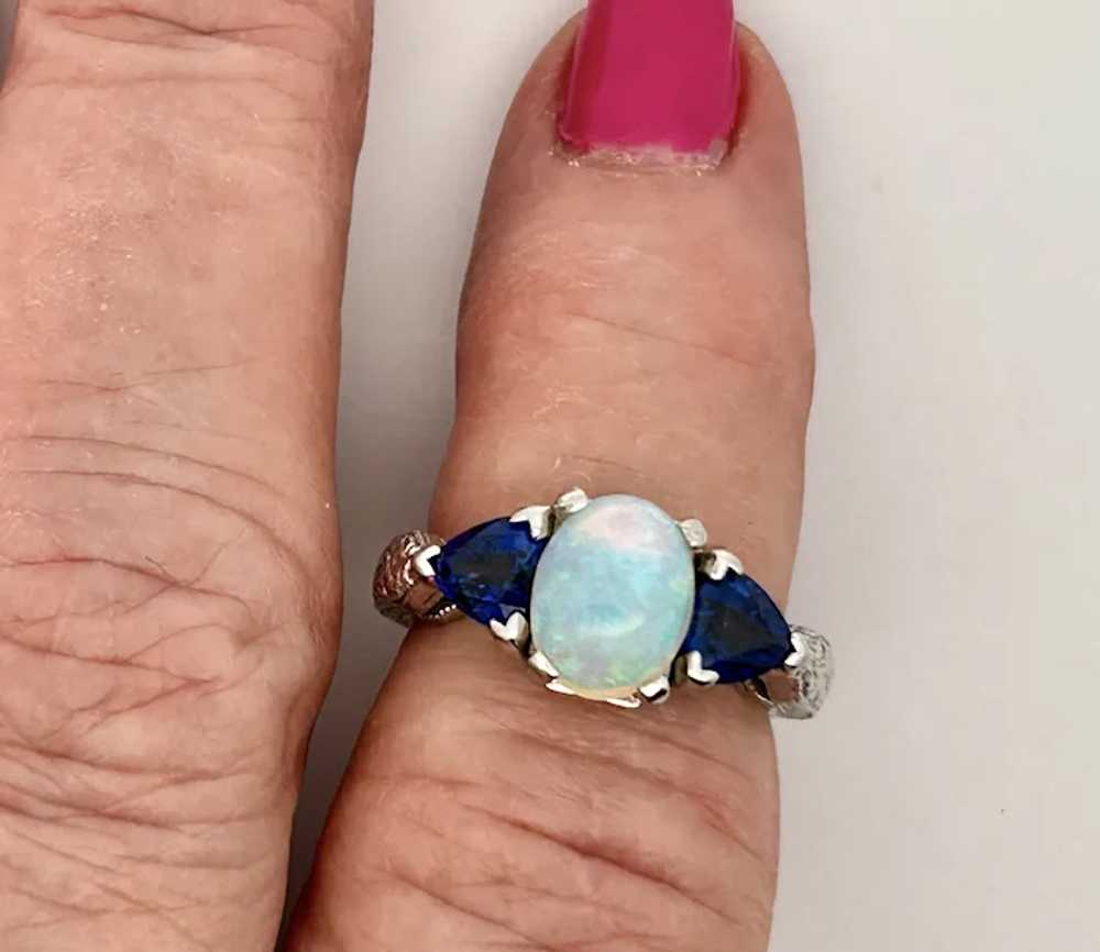 Vintage Estate Australian Opal & Sapphire Ring Pl… - image 8