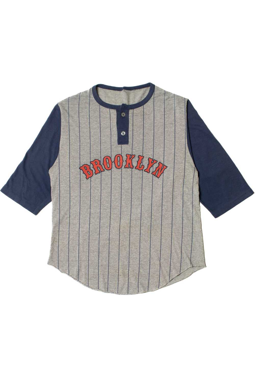 Vintage "Brooklyn" Navy Striped Raglan T-Shirt - image 1