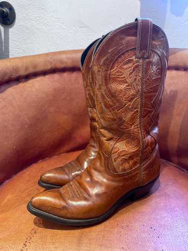 Code West Cowboy Boots with Hand-Tooled Inlay - Ap