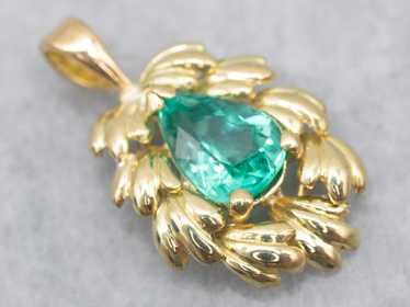 Gorgeous 18K Gold Emerald Solitaire Pendant - image 1