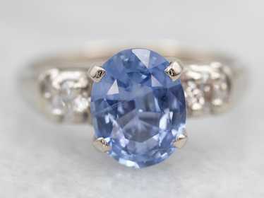 Retro 1950s Sapphire and Diamond Engagement Ring - image 1