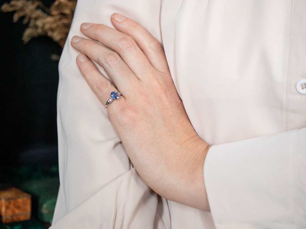 Retro 1950s Sapphire and Diamond Engagement Ring - image 6