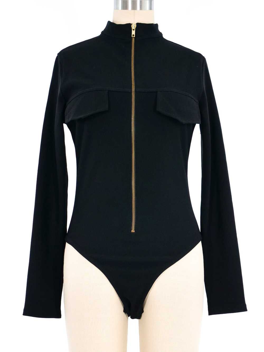 Ribbed Teach Wear Mock Neck Bodysuit - image 1