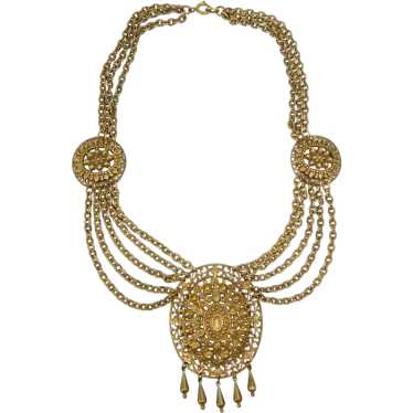 Etruscan Revival Cannetille Bib Necklace