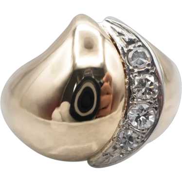 Modernist Domed Diamond Encrusted Ring