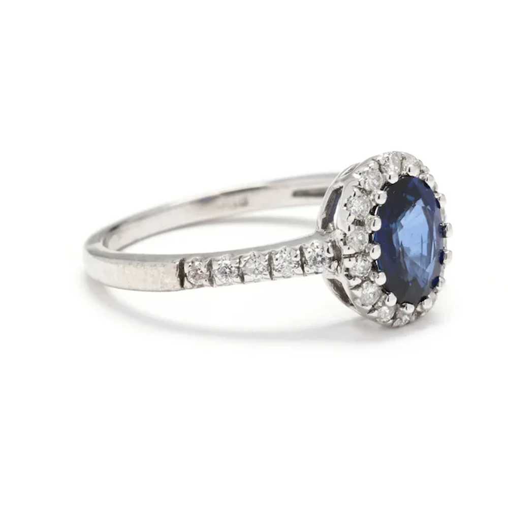 1.40ctw Sapphire Diamond Halo Engagement Ring, 14… - image 2