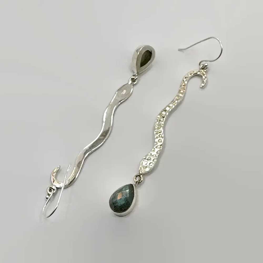 Snake Earrings, Sterling Silver, Labradorite, Fac… - image 5