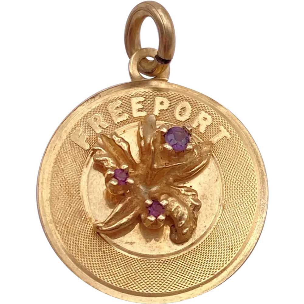 Jeweled Freeport Vintage Charm 14K Gold and Ameth… - image 1