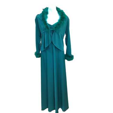 Vintage 1970's Green 2 Pc Dress Set - image 1