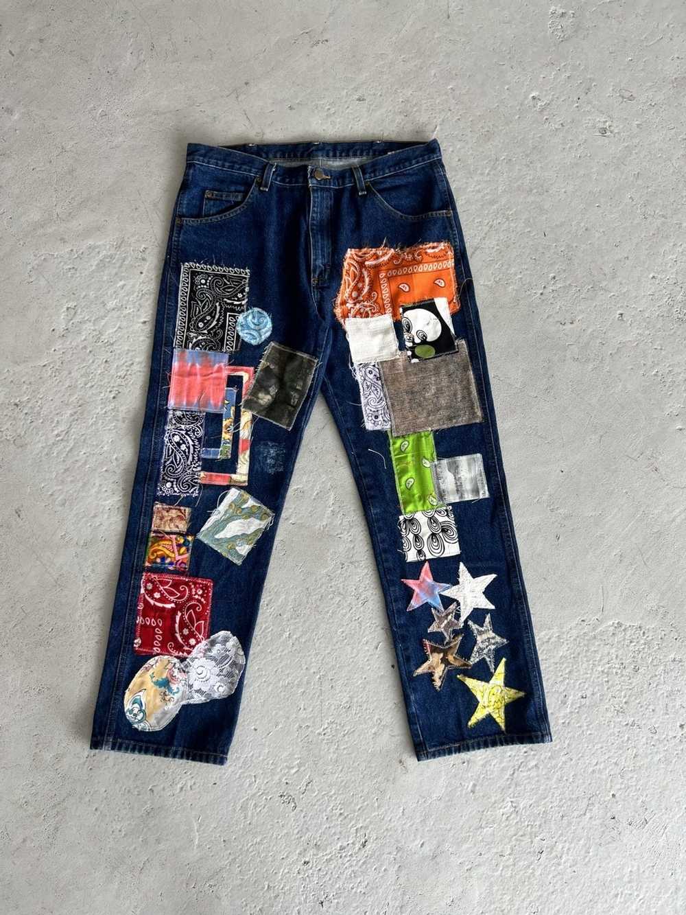 Prolific Mosaic Denim Jeans with Patches Like Kap… - image 1