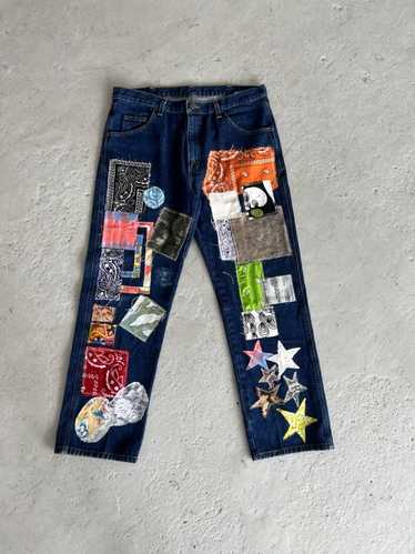 Prolific Mosaic Denim Jeans with Patches Like Kapi