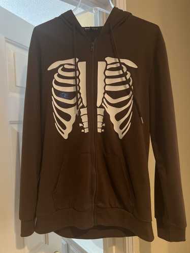 Shein Brown skeleton zip up jacket