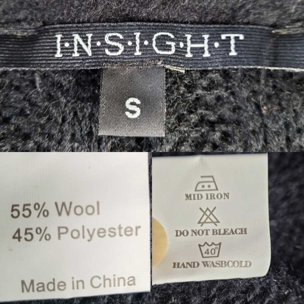 Insight 90s Wrap Duster Cardigan S Black Wool Fur… - image 3