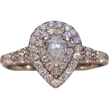 Pear Shaped Natural Diamond Double Halo Ring