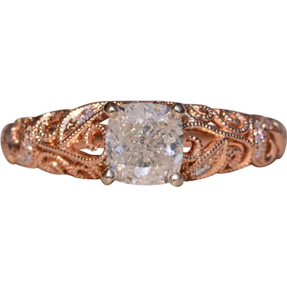 Rose Gold Engagement Ring with Natural Diamond Si… - image 1