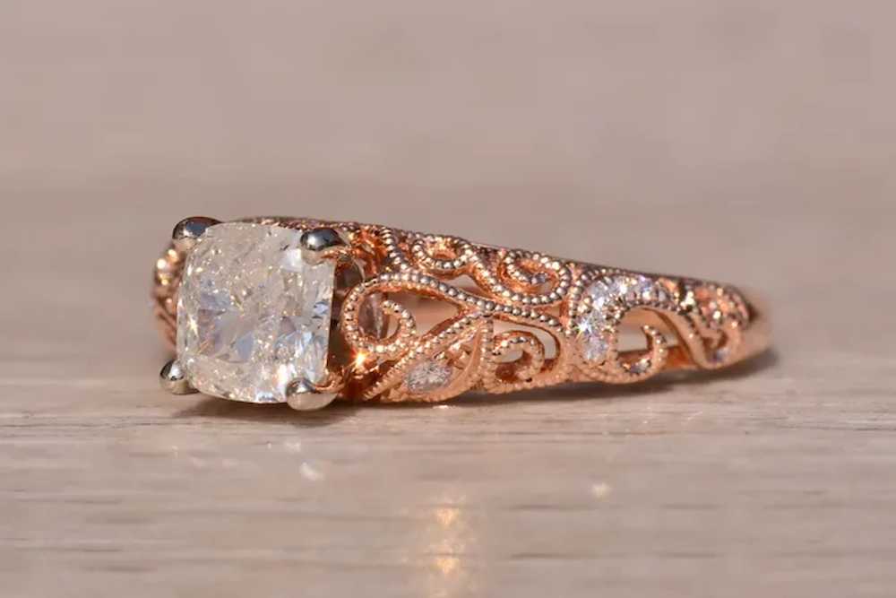 Rose Gold Engagement Ring with Natural Diamond Si… - image 2