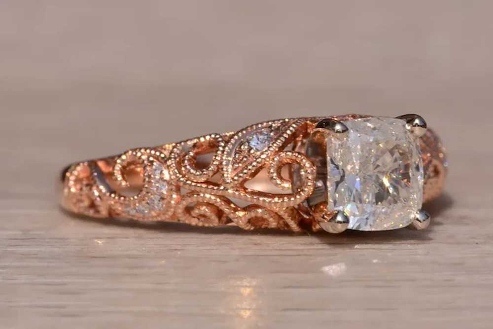 Rose Gold Engagement Ring with Natural Diamond Si… - image 5