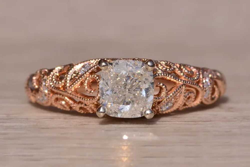 Rose Gold Engagement Ring with Natural Diamond Si… - image 6