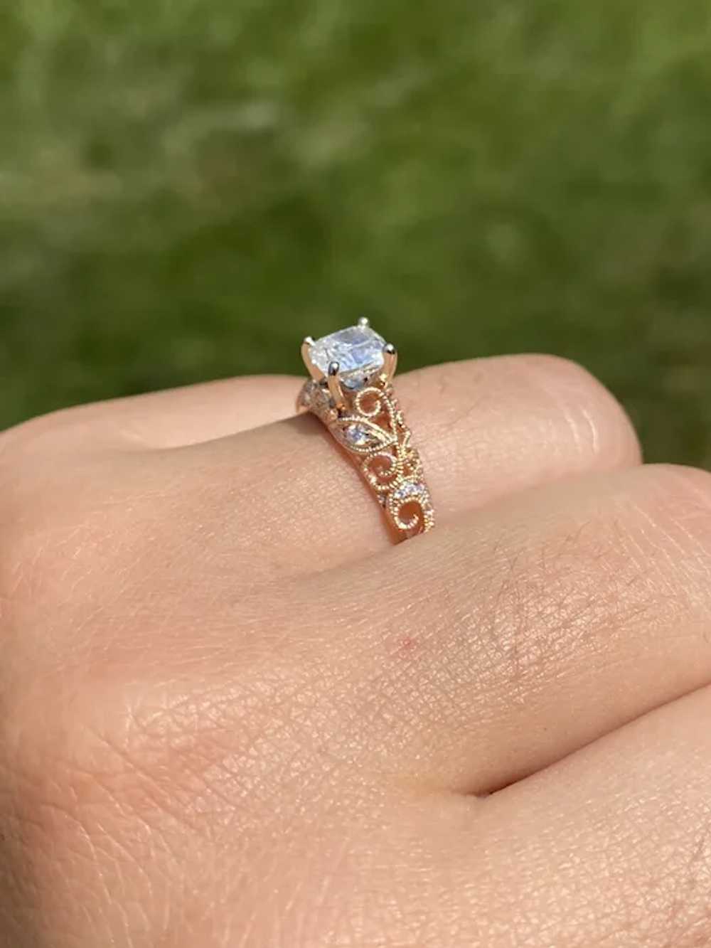 Rose Gold Engagement Ring with Natural Diamond Si… - image 9