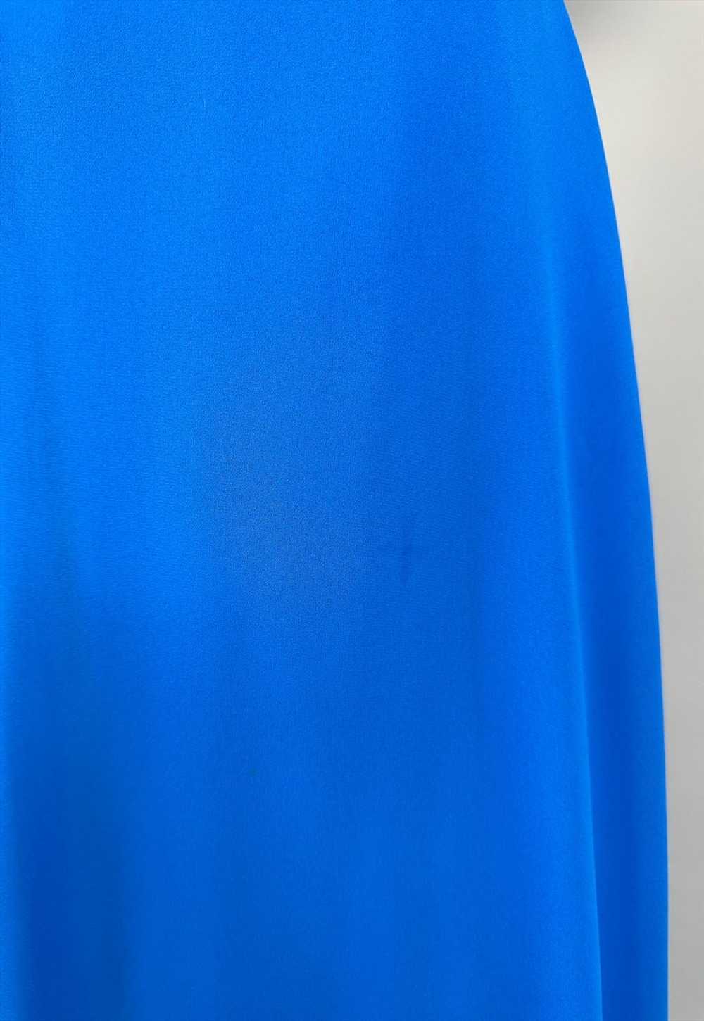 70's Vintage Blue Caped Low Cut Ladies Maxi Dress - image 4