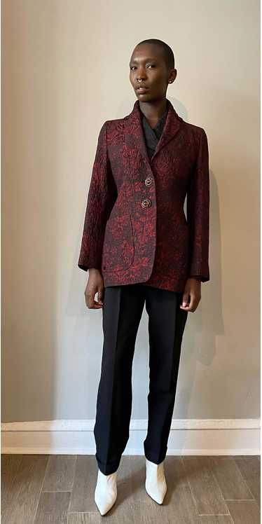 Romeo Gigli crimson wool and silk brocade blazer