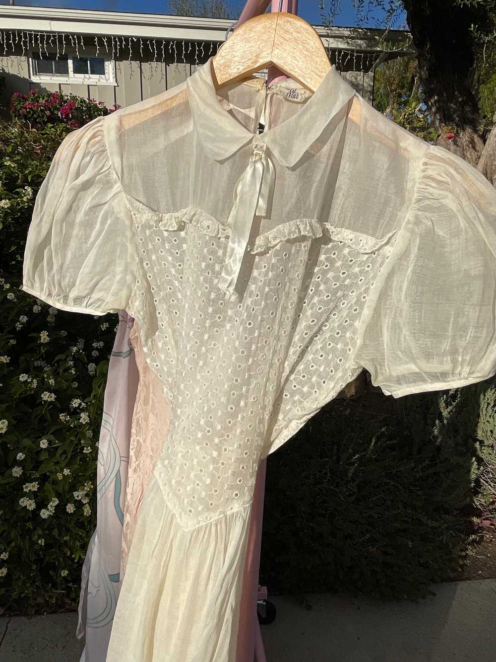 vintage 40’s silk sheer embroidered dress - image 2
