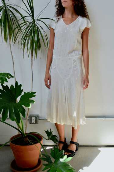 Antique Cream Silk Flutter Dress - image 1
