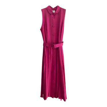 Robe midi fuchsia - Dress with pleats at the wais… - image 1