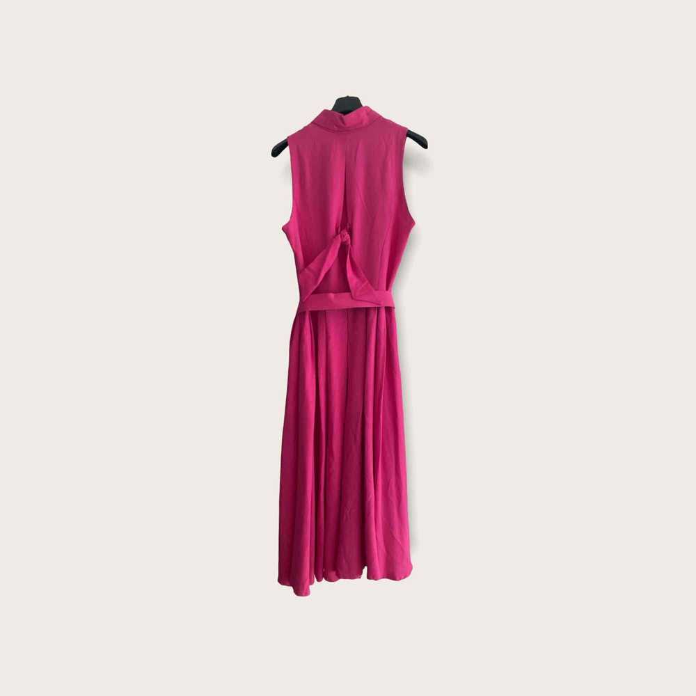 Robe midi fuchsia - Dress with pleats at the wais… - image 2