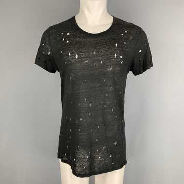 Iro Black Distressed Linen CrewNeck Tshirt