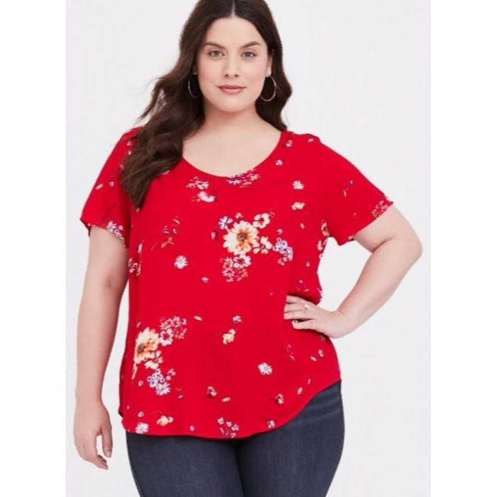 Other Torrid Womens 1X Red Floral Short Sleeves A… - image 1