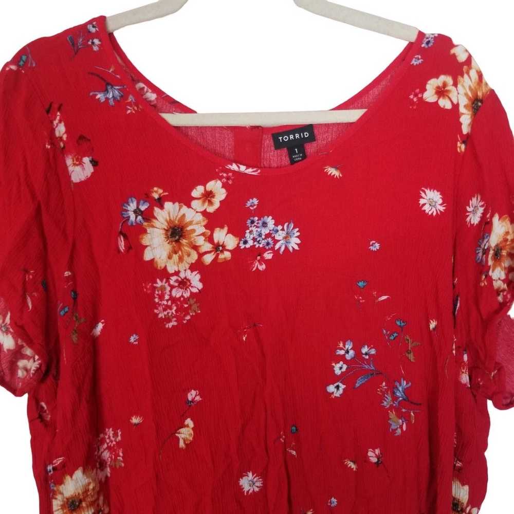 Other Torrid Womens 1X Red Floral Short Sleeves A… - image 3