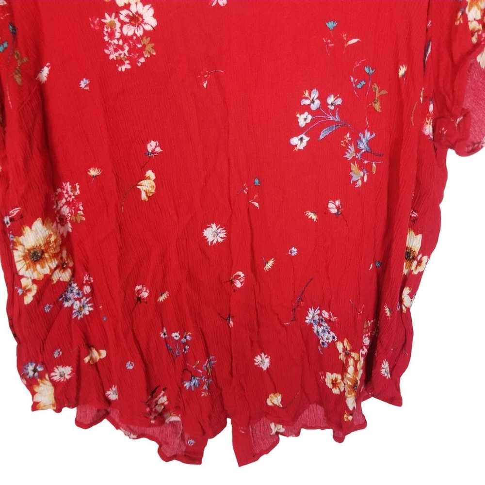 Other Torrid Womens 1X Red Floral Short Sleeves A… - image 4