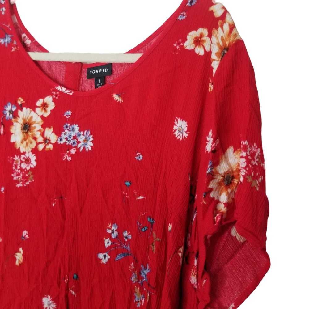 Other Torrid Womens 1X Red Floral Short Sleeves A… - image 5