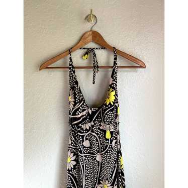 Jantzen halter tie neck dress yellow & white size s, m, l