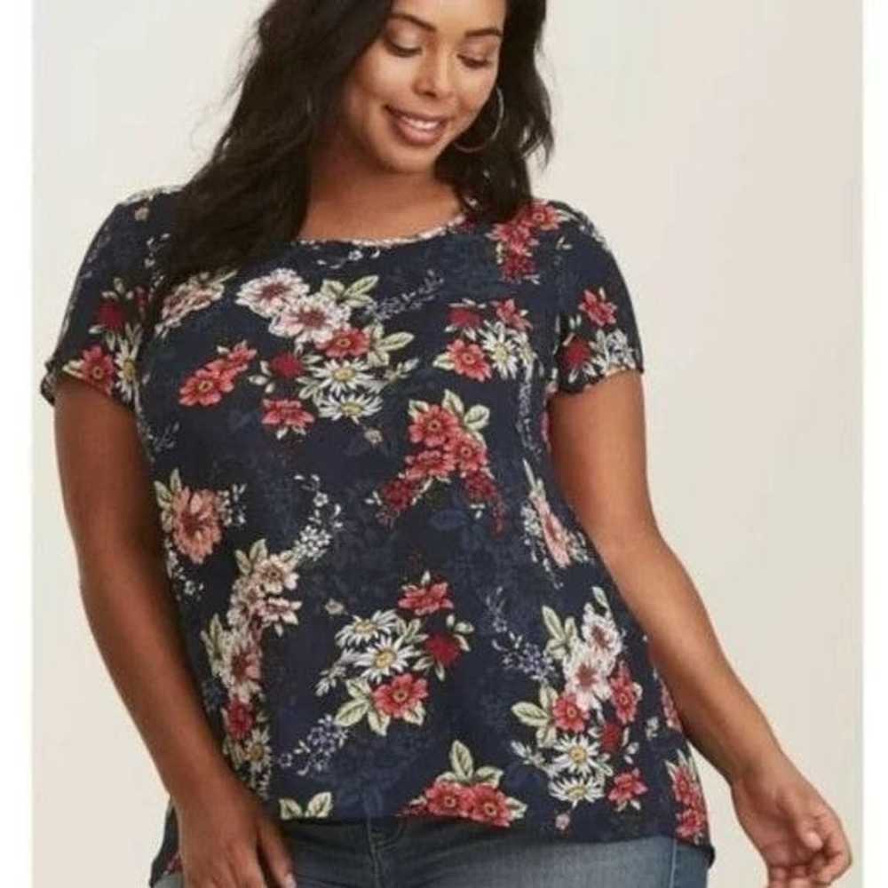 Other Torrid Womens 5X Blue Floral Short Sleeves … - image 1