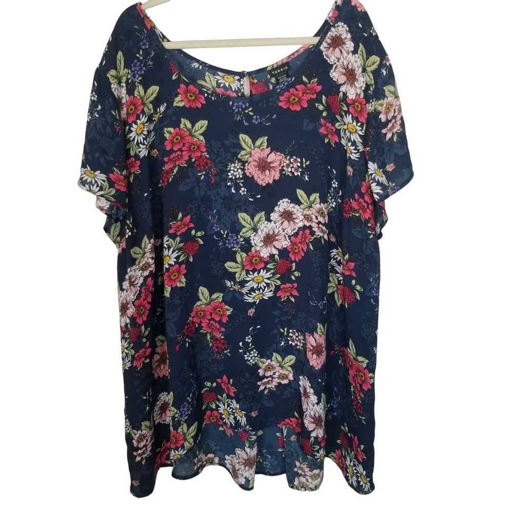 Other Torrid Womens 5X Blue Floral Short Sleeves … - image 2