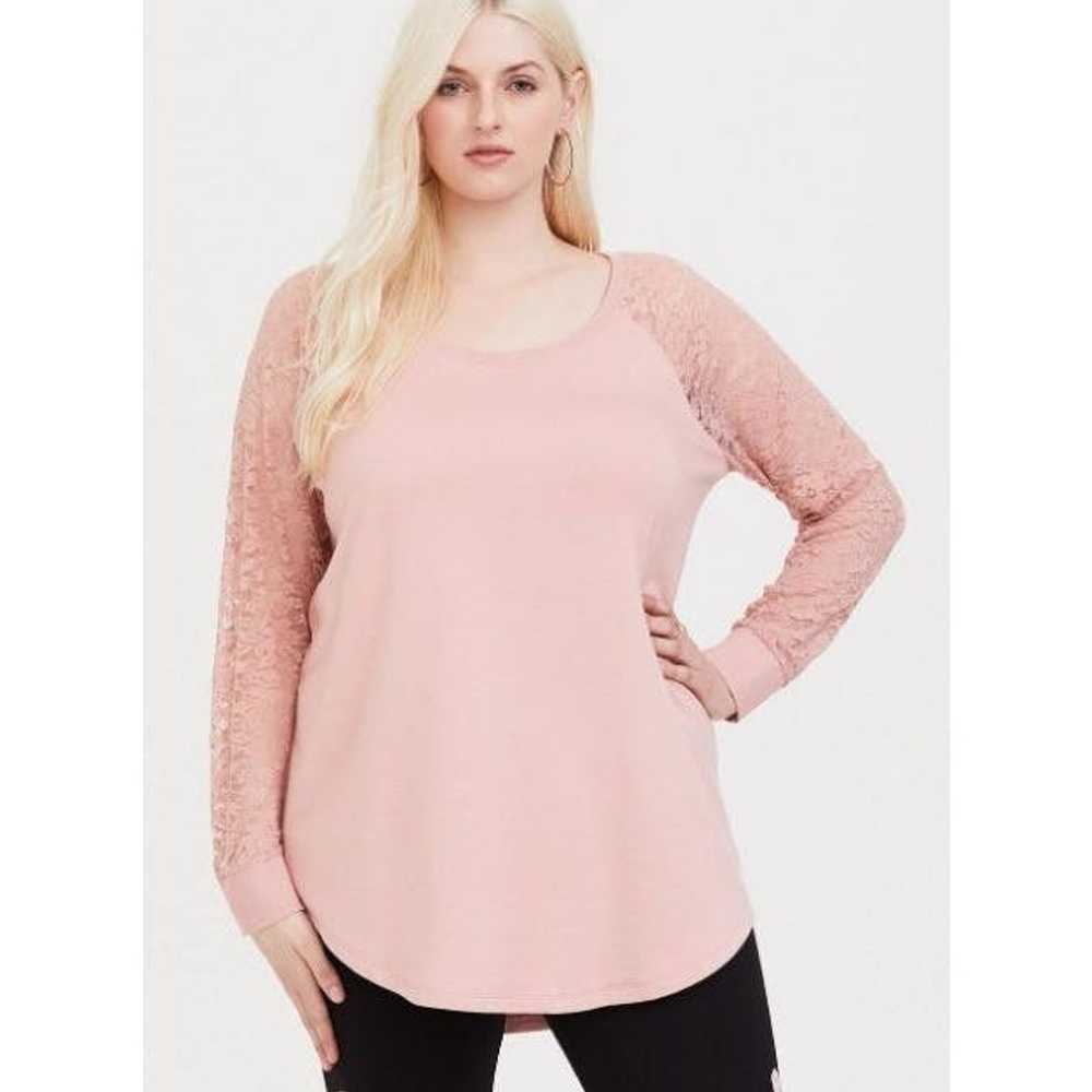 Other Torrid Womens 4X Pink Lace Sleeve Scoop Nec… - image 1